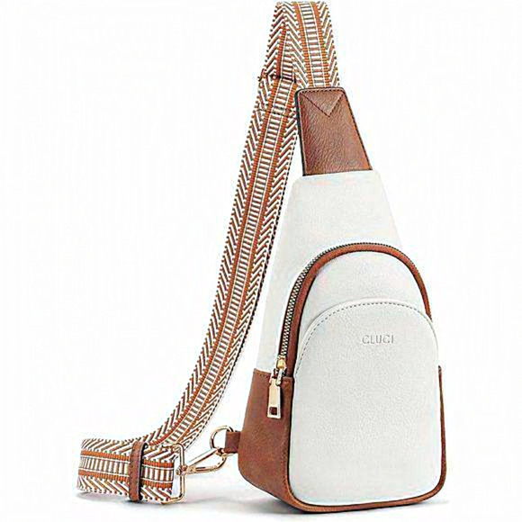 Women Faux Leather Trendy Waist Pack with Guitar Strap Crossbody